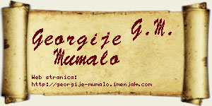 Georgije Mumalo vizit kartica